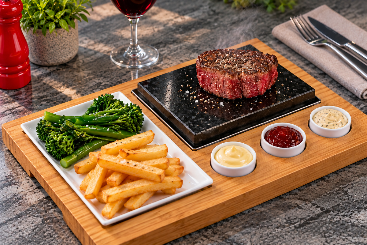 A Fillet Steak Cooking on the the Stone