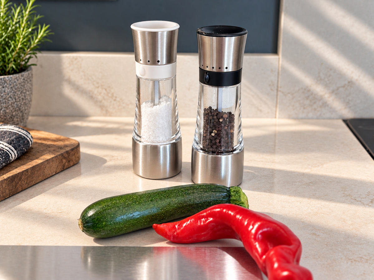 SteakStones Adjustable Salt & Pepper Mills - 3 & 5 Grind Settings